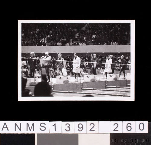 Female swimmers, including Dawn Fraser, at the 1964 Tokyo Olympic Games