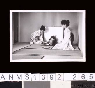 Two women in a traditional Japanese Kimono, taken during the 1964 Tokyo Olympic Games