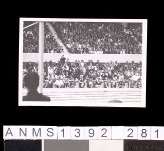 Spectators at the 1964 Tokyo Olympic Games pool