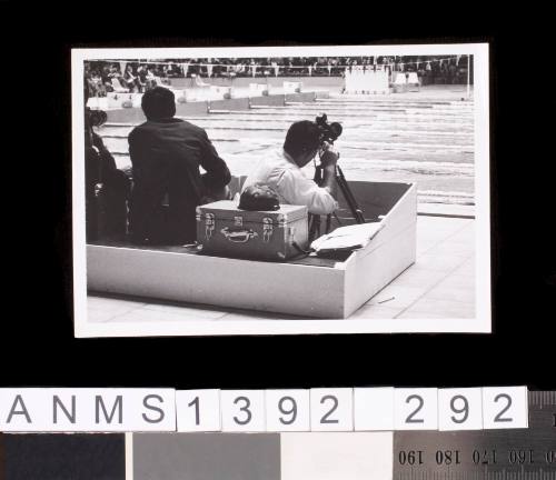 Photographers during an event at the 1964 Tokyo Olympic Games