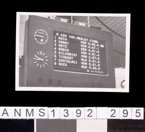 Score board at the 1964 Tokyo Olympic Games