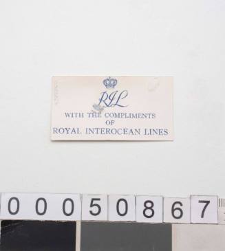 Card for Royal Interocean Lines cufflinks