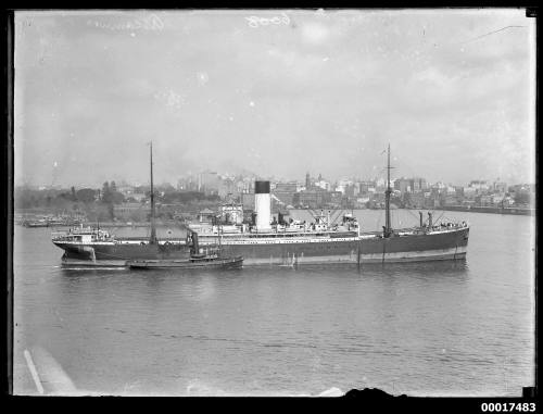 Blue Funnel Line SS ASCANIUS in Sydney Harbour near Circular Quay