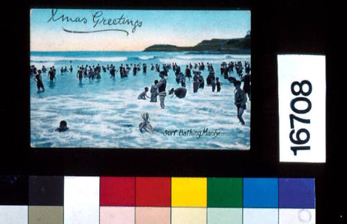 Xmas Greetings.  Surf Bathing Manly