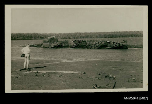 Photograph of the wreck on shore of the tug boat GOOLWA