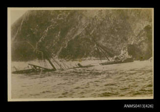 Photograph depicting wrecked ship SS WAIRARAPA