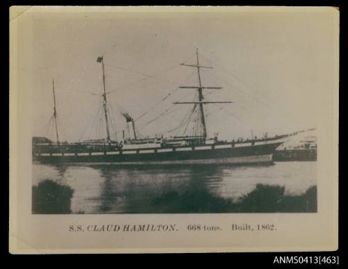 Photograph depictingsail/steam vessel SS CLAUD HAMILTON
