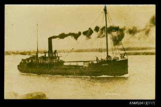 Post card of a small cargo ship DOEPEL