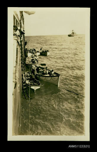 Photograph from a series depicting the sinking of the SS TAHITI