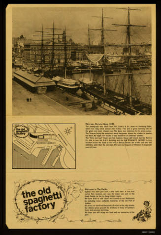 The Old Spaghetti Factory advertisement picturing Circular Quay 1892