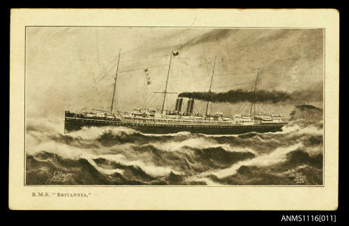 RMS BRITANNIA postcard by the Adelaide Photo Co Sydney