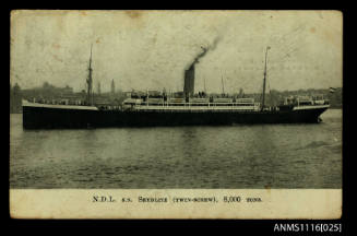 Photograph of the SS SEYDLITZ on postcard sent 1908