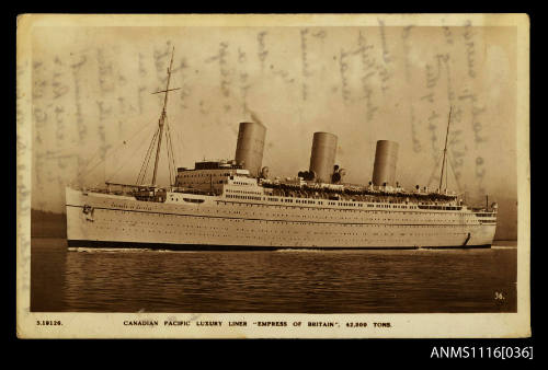 Photograph of the Canadian Pacific Luxury Liner EMPRESS OF BRITAIN