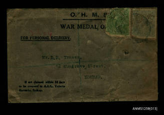 War medal envelope addressed to Douglas Ballantyne Fraser