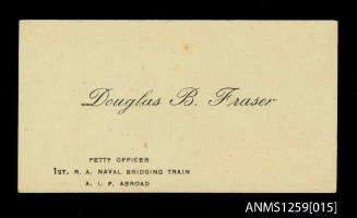 Military business card for Douglas B Fraser