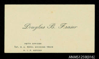 Military business card for Douglas B Fraser