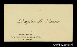 Military business card for Douglas B Fraser
