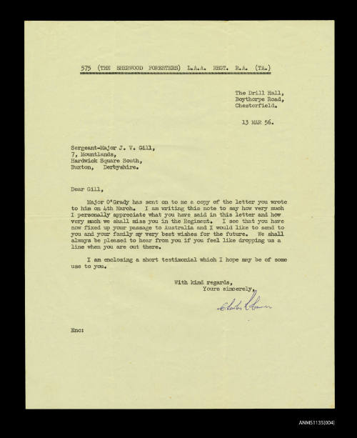 Reference letter for John Gill