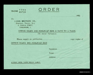 Order form for a 1953 diary