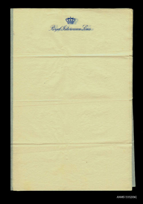 Royal Interocean Lines note paper