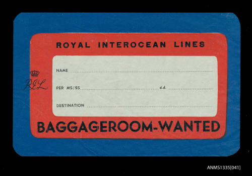 Royal Interocean Lines luggage tag