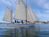 Kathleen Gillett competing in the Great Veterans Race, Photographer Phil Mckendrick, ANMM staff…