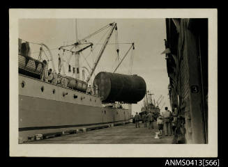 Photograph depicting wharf scene