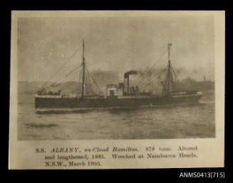 SS ALBANY, ex - CLAUD HAMILTON 878 Tons Wrecked at Nambucca Heads, NSW, March 1905