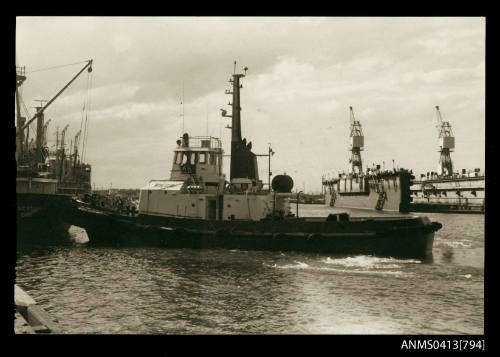 The tug IRON COVE and the cargo ship MACEDON