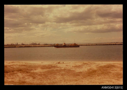 An unidentified cargo ship