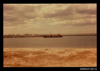 An unidentified cargo ship