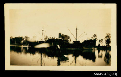 Cargo ship POOLTA coming into railway wharf Grafton New South Wales