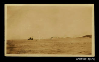 HMCS ALEXANDRA leading SS KALINGO over the Clarence River bar Grafton New South Wales