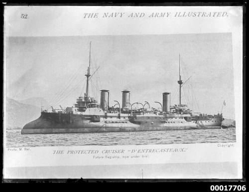 The protected cruiser D'ENTRECASTEAUX future flag-ship now under trial