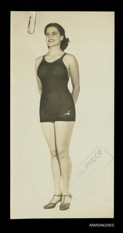 Botany Knitting Mills advertising proof for s66 fashnet swimsuit by SEAGULL