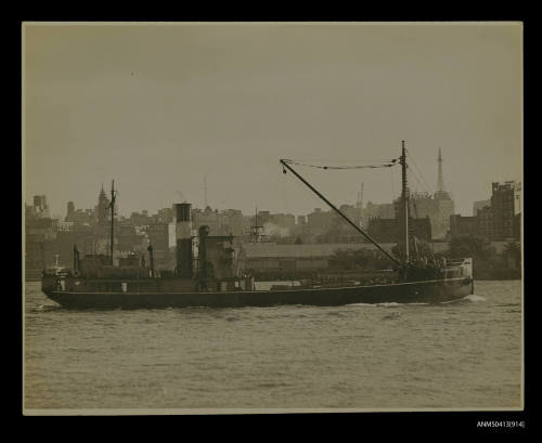 Small freighter SS BERMAGUI in Sydney Harbour off Sydney Cove