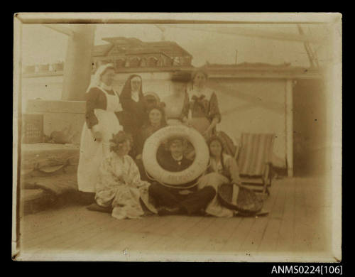 Passengers and crew in costume on SS DAMASCUS