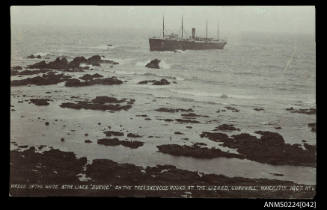 Wreck of the White Star liner SUEVIC on the treacherous rocks at the Lizard, Cornwall, 17 March 1907
