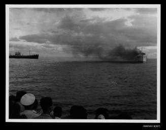 MV SKAUBRYN on fire in the Indian Ocean