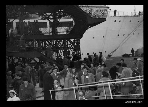 Group of migrants ready for embarkation at Trieste on the MV CASTEL VERDE bound for Australia