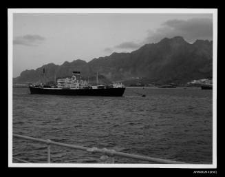 Unidentified Blue Star Line vessel in Aden Harbour