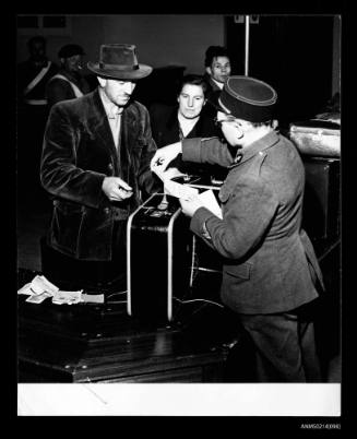 Migrant family at customs Le Havre prior  prior to boarding the ANNA SALEN for Canada