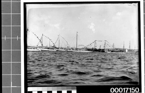 Water craft dressed overall in Sydney Harbour