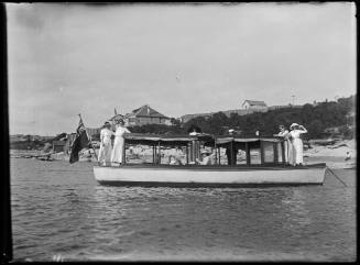 Motor launch SABLE anchored off shore, Sydney