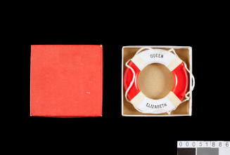 Box for souvenir lifebuoy from QUEEN ELIZABETH