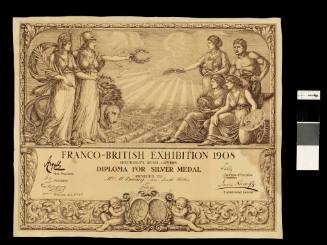 Franco-British Exhibition 1908 Diploma for Silver Medal awarded to Muriel Binney for her frieze 'Sydney Harbour Foreshores at Sunset'