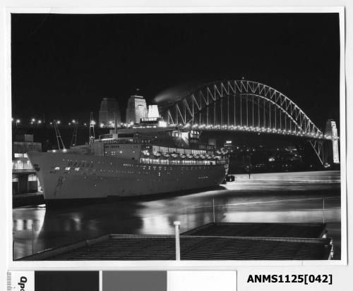 ORIANA, a twin funnel P&O passenger liner, moored at the International Terminal at Circular Quay.